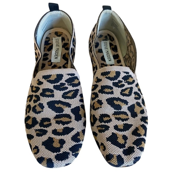 Steve Madden Knit Leopard Animal Print Raine Loafers Ballet Flats Size 8 - Picture 8 of 8